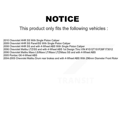 Hub Bearing Coat Brake Rotor Pads Front Rear Kit (10Pc) For Chevrolet Malibu HHR