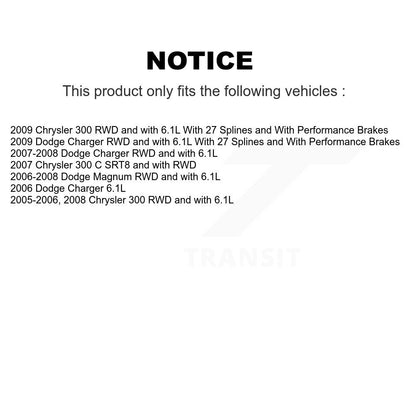 Hub Bearing Coated Brake Rotor Pads Front Rear Kit (10Pc) For Chrysler 300 Dodge