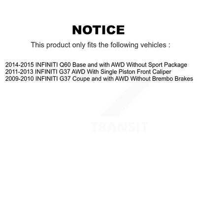 Hub Bearing Coated Brake Rotor & Pads Front Rear Kit (10Pc) For INFINITI G35 Q60