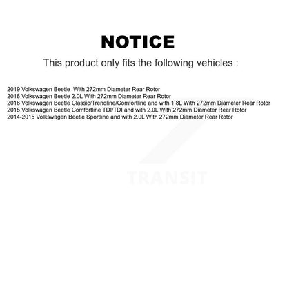 Hub Bearing Coated Brake Rotor & Pad Front Rear Kit (10Pc) For Volkswagen Beetle