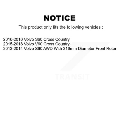 Hub Bearing Coated Brake Rotor Pad Front Rear Kit (10Pc) For Volvo S60 V60 Cross