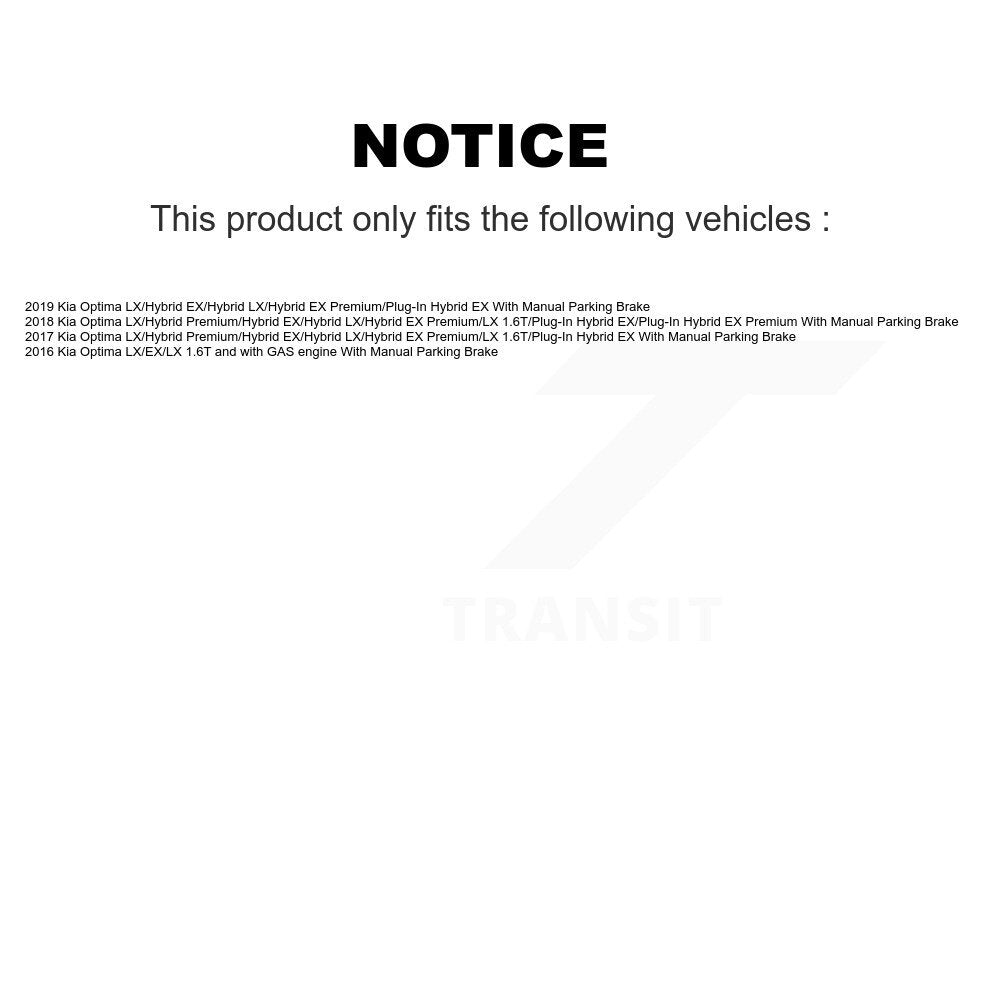 Hub Bearing Coated Disc Brake Rotor And Pad Front Rear Kit (10Pc) For Kia Optima