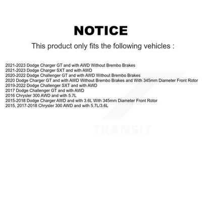 Hub Bearing Coated Brake Rotor & Pad Front Rear Kit (10Pc) For Dodge Charger 300