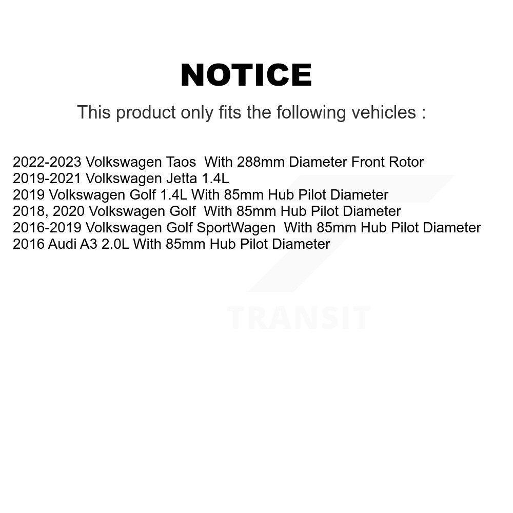 Hub Bearing Drill Slot Brake Rotor Pads Front Kit For Volkswagen Jetta Taos Golf