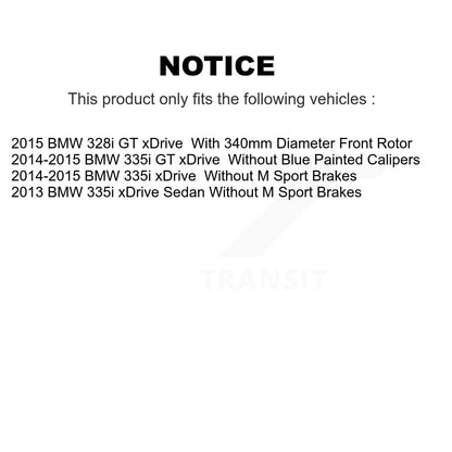 Hub Bearing Assembly Coated Brake Rotor And Pad Front Kit For BMW 335i xDrive GT