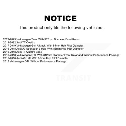 Hub Bearing Brake Rotor Pad Front Kit For Volkswagen Taos GTI Golf Alltrack Audi
