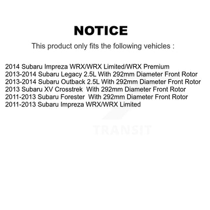 Hub Bearing Brake Rotor And Pad Front Kit For Subaru Impreza Forester Outback XV