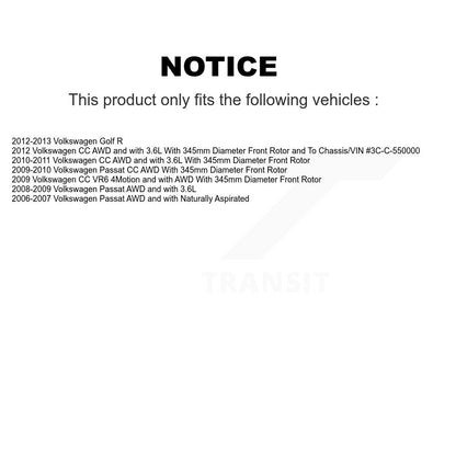 Hub Bearing Brake Rotor Pads Front Rear Kit (10Pc) For Volkswagen Passat CC Golf