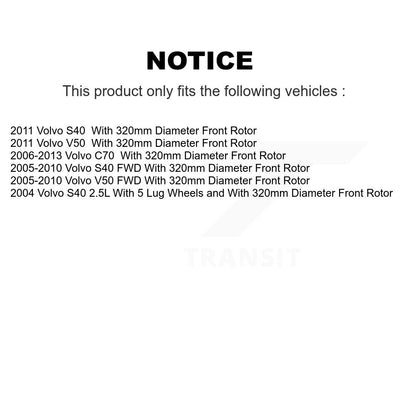 Hub Bearing Coated Brake Rotor & Pad Front Rear Kit (10Pc) For Volvo S40 V50 C70