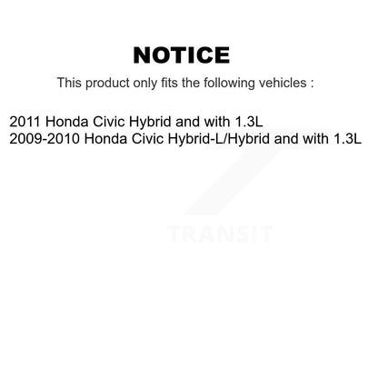 Hub Bearing Coated Disc Brake Rotor & Pads Front Rear Kit (10Pc) For Honda Civic