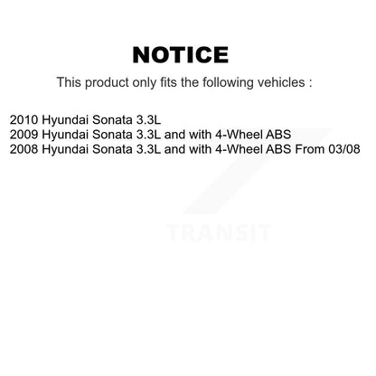 Hub Bearings Disc Brake Rotors And Pads Front Rear Kit (10Pc) For Hyundai Sonata