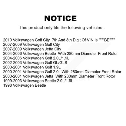 Hub Bearing Brake Rotor Pad Front Rear Kit (10Pc) For Volkswagen Golf City Jetta