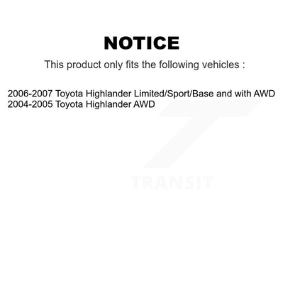 Hub Bearing Disc Brake Rotor And Pad Front Rear Kit (10Pc) For Toyota Highlander