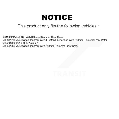 Bearing Brake Rotor And Pad Front Rear Kit (10Pc) For Audi Q7 Volkswagen Touareg