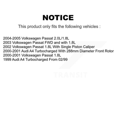 Wheel Bearing Coated Brake Rotor And Pad Front Kit For Volkswagen Passat Audi A4