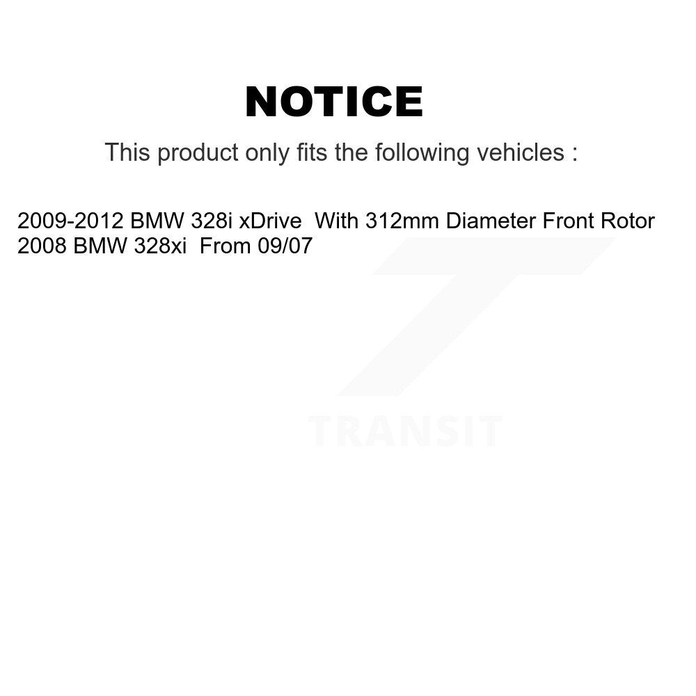 Bearing Coated Brake Rotor & Pad Front Rear Kit (10Pc) For BMW 328i xDrive 328xi