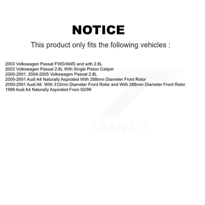 Wheel Bearing Disc Brake Rotor & Pads Front Kit For Volkswagen Passat Audi A4 A6