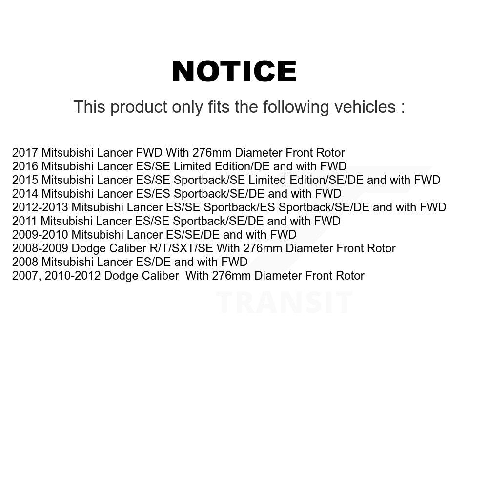 Wheel Bearing Disc Brake Rotor Pad Front Kit For Mitsubishi Lancer Dodge Caliber