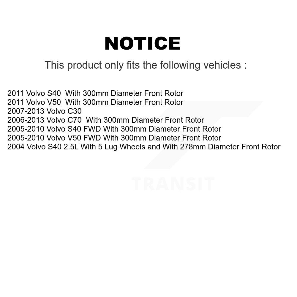 Hub Bearing Disc Brake Rotor Pad Front Rear Kit (10Pc) For Volvo S40 C30 V50 C70