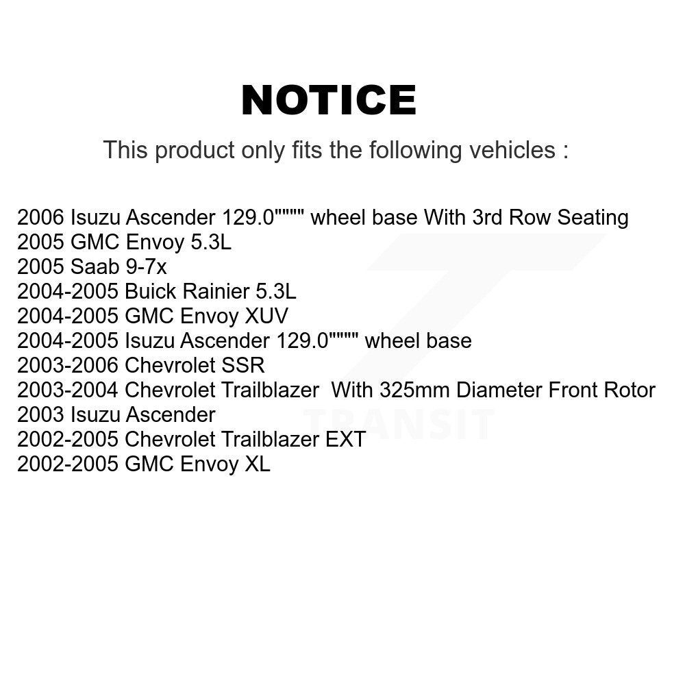 Hub Bearing Brake Rotor & Pad Shoe Front Rear Kit (10Pc) For Chevrolet GMC Envoy