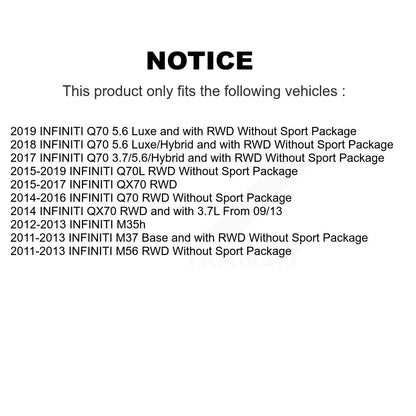 Hub Bearing Coated Brake Rotor & Pad Front Rear Kit (10Pc) For INFINITI QX70 RWD