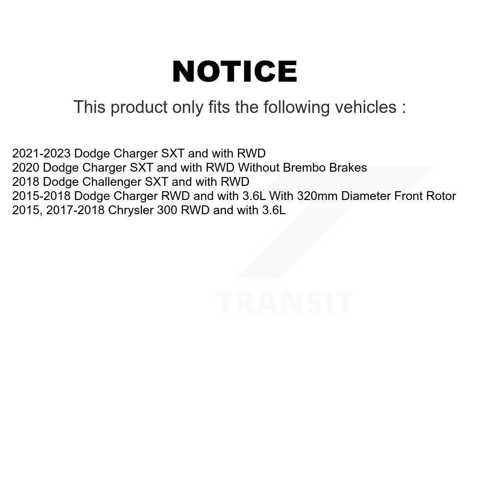 Hub Bearing Coated Brake Rotor & Pad Front Rear Kit (10Pc) For Dodge Charger 300