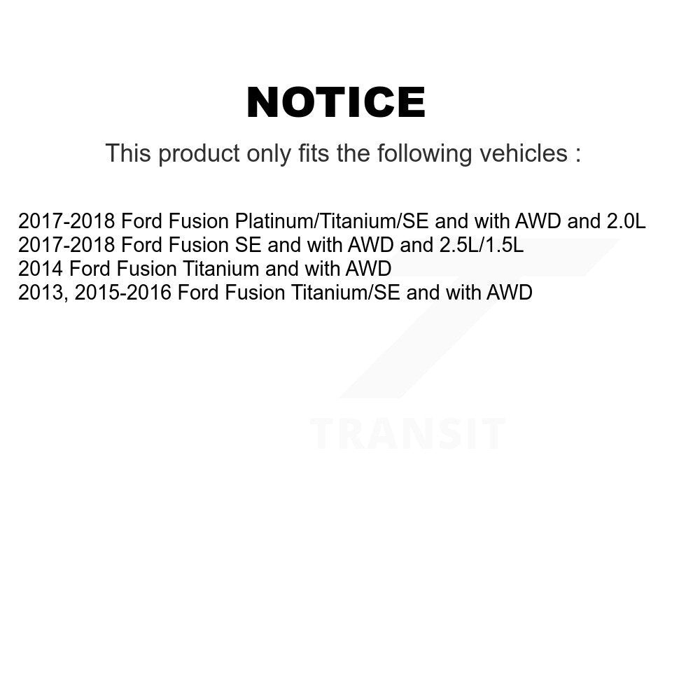 Hub Bearing Coated Disc Brake Rotor & Pads Front Rear Kit (10Pc) For Ford Fusion