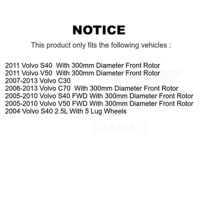 Hub Bearing Coat Brake Rotor Pad Front Rear Kit (10Pc) For Volvo S40 C30 V50 C70