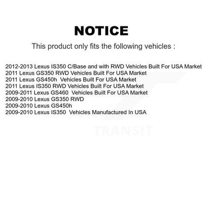 Hub Bearing Coated Brake Rotor & Pad Front Rear Kit (10Pc) For Lexus IS350 GS350