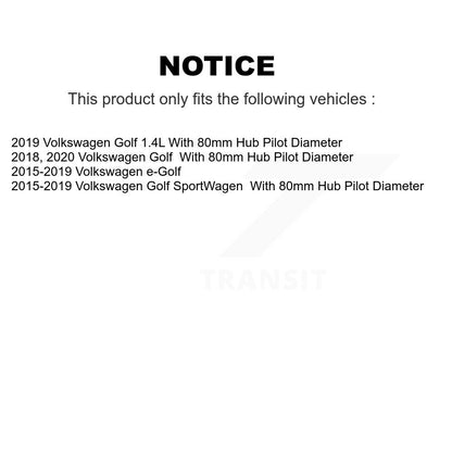 Hub Bearing Coat Brake Rotor Pad Front Kit For Volkswagen Golf SportWagen e-Golf