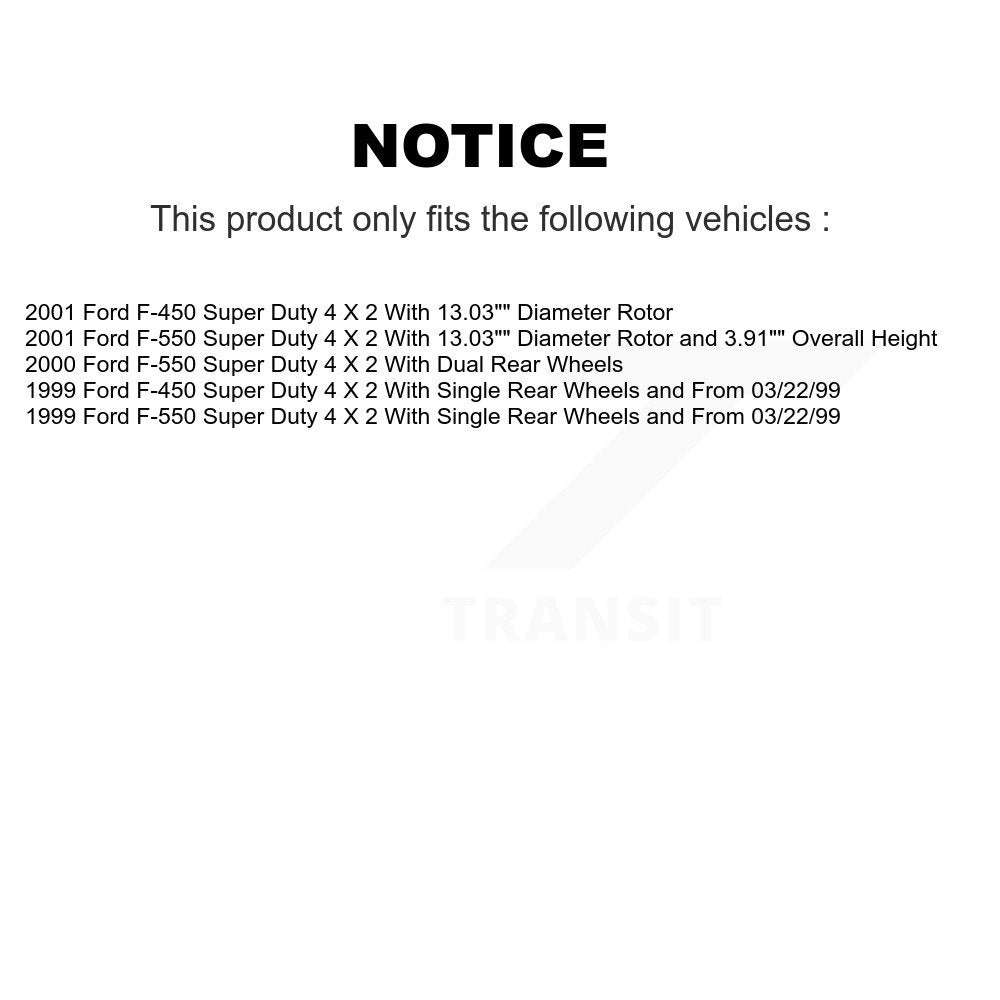 Hub Bearing Coat Brake Rotor Pad Front Kit For Ford F-450 Super Duty F-550 4 X 2