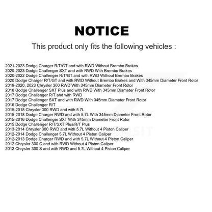 Hub Bearing Coated Disc Brake Rotor Pad Front Kit For Dodge Chrysler 300 Charger