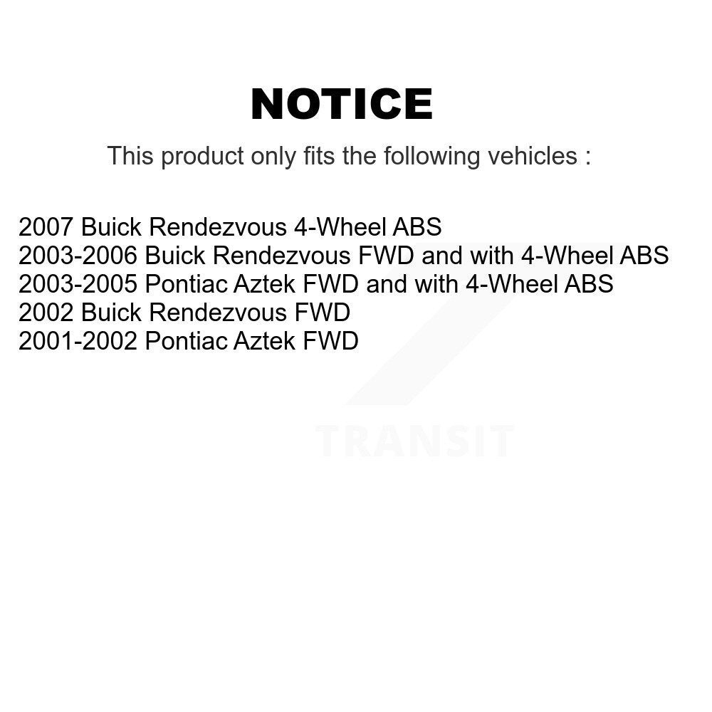 Hub Bearing Coated Brake Rotor Pads Front Kit For Buick Rendezvous Pontiac Aztek