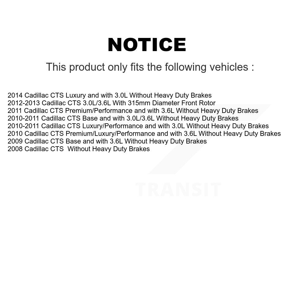 Hub Bearing Assembly Coated Disc Brake Rotor And Pads Front Kit For Cadillac CTS