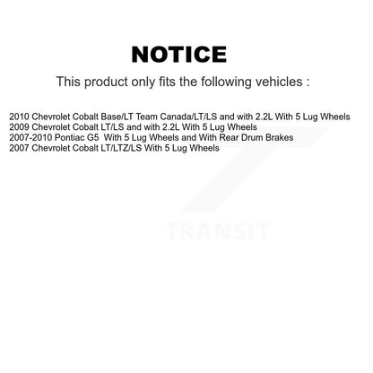 Hub Bearing Coated Brake Rotor And Pad Front Kit For Chevrolet Cobalt Pontiac G5