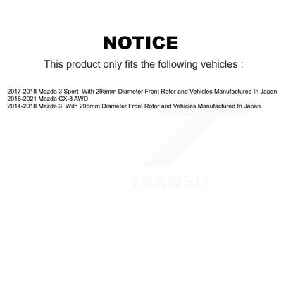 Hub Bearing Assembly Coated Brake Rotor And Pad Front Kit For Mazda 3 CX-3 Sport