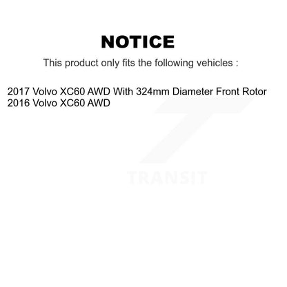 Hub Bearing Coated Disc Brake Rotor Pad Front Rear Kit (10Pc) For Volvo XC60 AWD