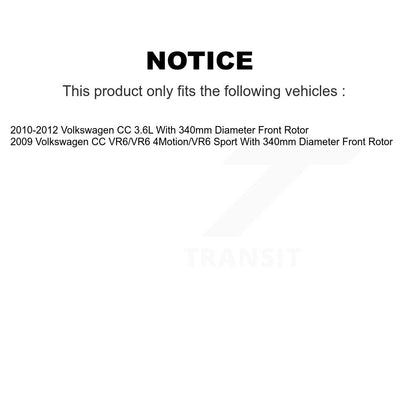 Hub Bearing Assembly Disc Brake Rotors And Pads Front Kit For Volkswagen CC