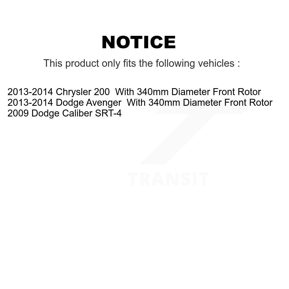 Hub Bearing Brake Rotor And Pad Front Kit For Chrysler 200 Dodge Avenger Caliber
