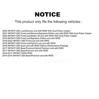 Hub Bearing Assembly Brake Rotor And Pad Front Kit For INFINITI Q50 QX50 Q60 RWD