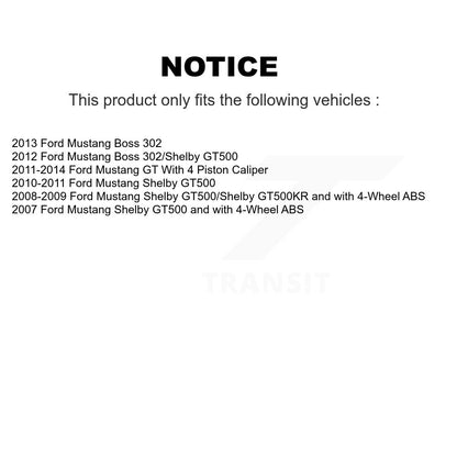 Hub Bearing Assembly Disc Brake Rotor And Ceramic Pad Front Kit For Ford Mustang