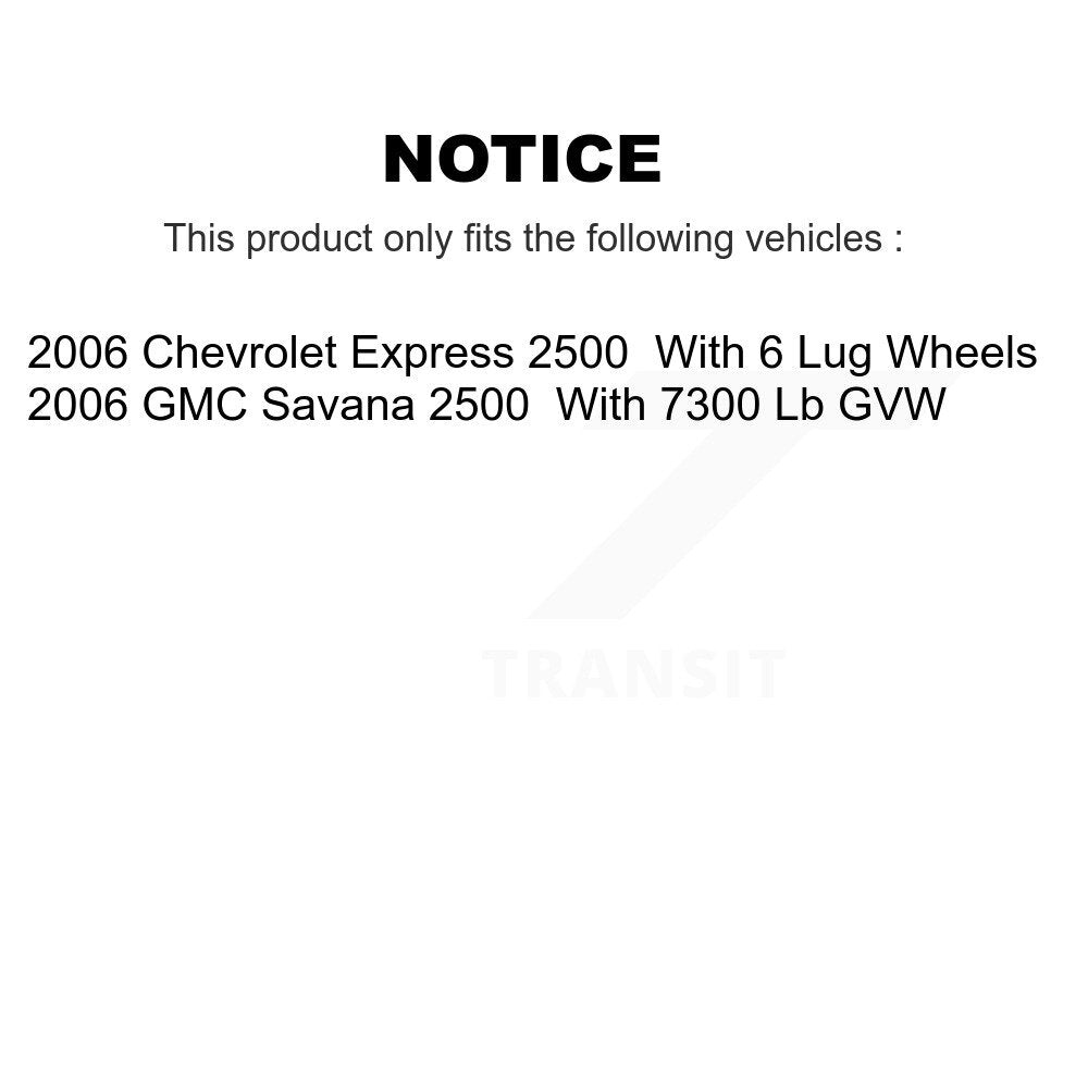 Hub Bearing Brake Rotor Pad Front Kit For 2006 Chevrolet Express 2500 GMC Savana