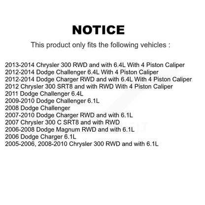 Hub Bearing Brake Rotor Pads Front Kit For Dodge Chrysler 300 Charger Challenger