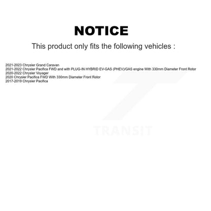 Hub Bearing Disc Brake Rotor & Pad Front Kit For Chrysler Pacifica Grand Caravan