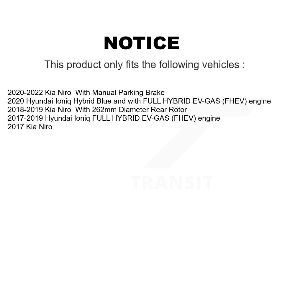 Hub Bearing Coated Brake Rotor & Pad Front Rear Kit (10Pc) For Hyundai Ioniq Kia