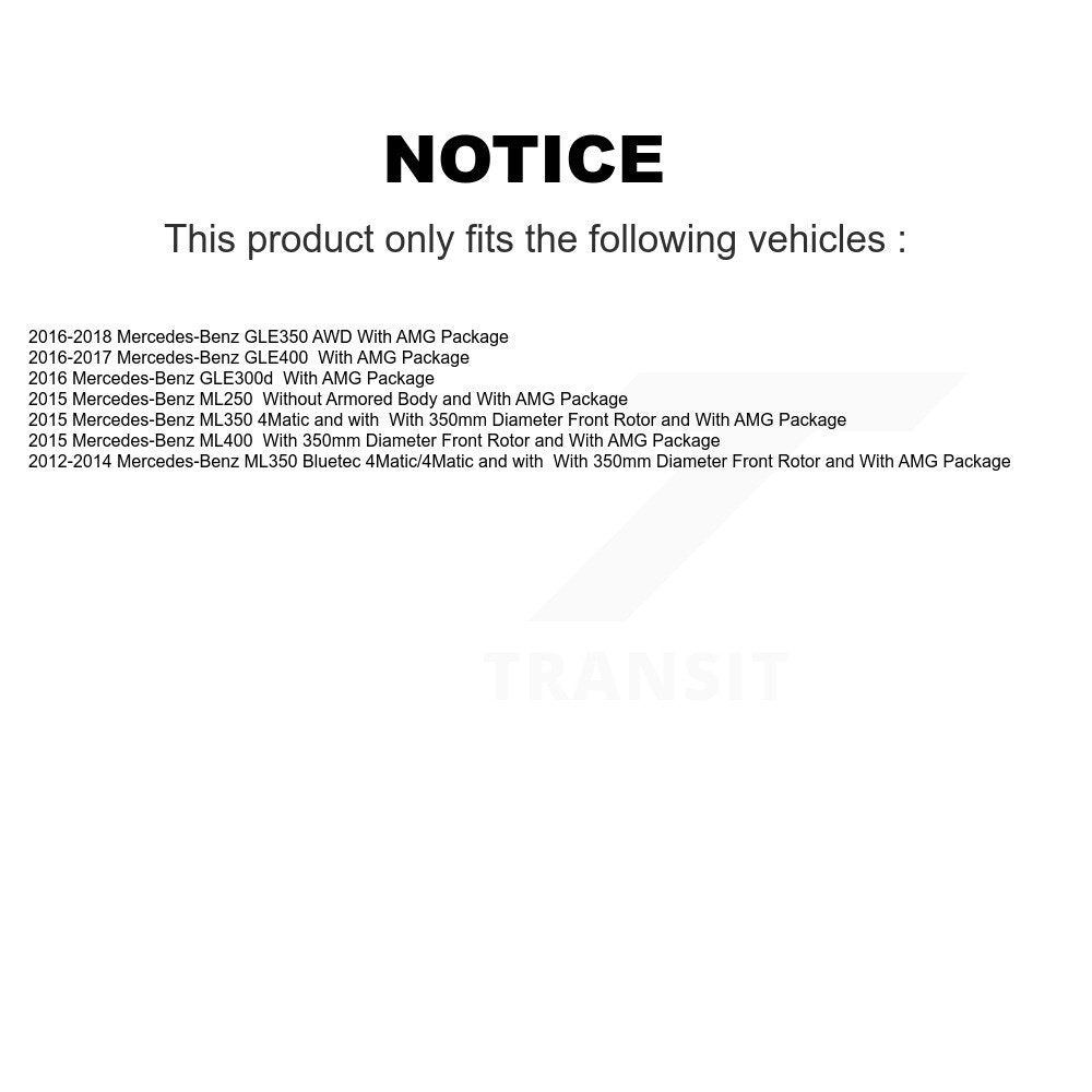 Hub Bearing Disc Brake Rotor Pad Front Kit For Mercedes-Benz ML350 GLE350 GLE400