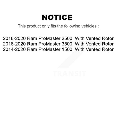 Hub Bearing Coated Brake Rotor Pads Front Rear Kit (10Pc) For Ram ProMaster 2500