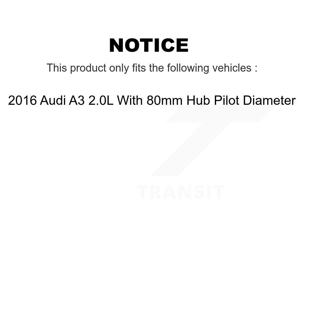 Hub Bearing Brake Rotor & Pad Front Kit For Audi A3 With 80mm Pilot Diameter