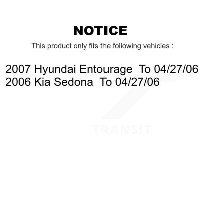 Hub Bearing Disc Brake Rotor Pad Front Rear Kit (10Pc) For Hyundai Entourage Kia