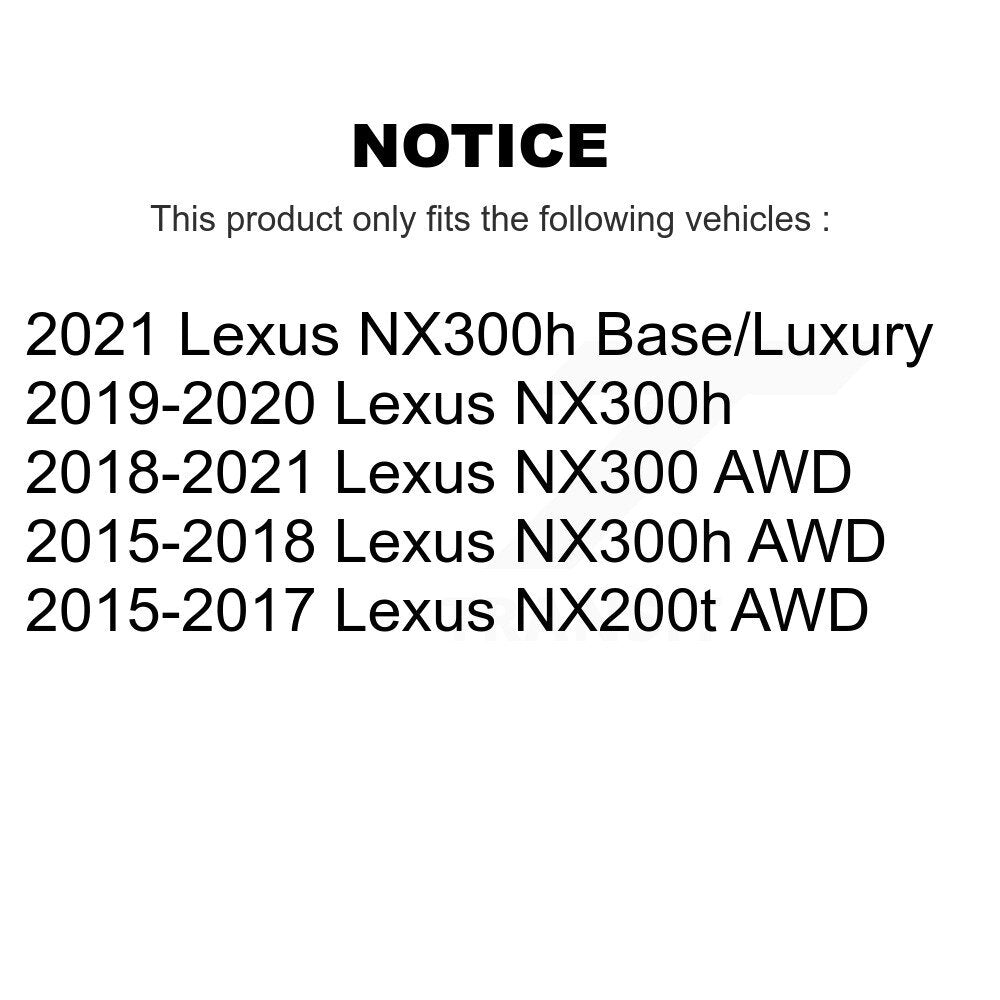 Hub Bearing Coated Brake Rotor Pads Front Rear Kit (10Pc) For Lexus NX300 NX200t